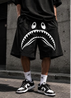 Baggy Streetwear Shorts | Black Graphic Shorts
