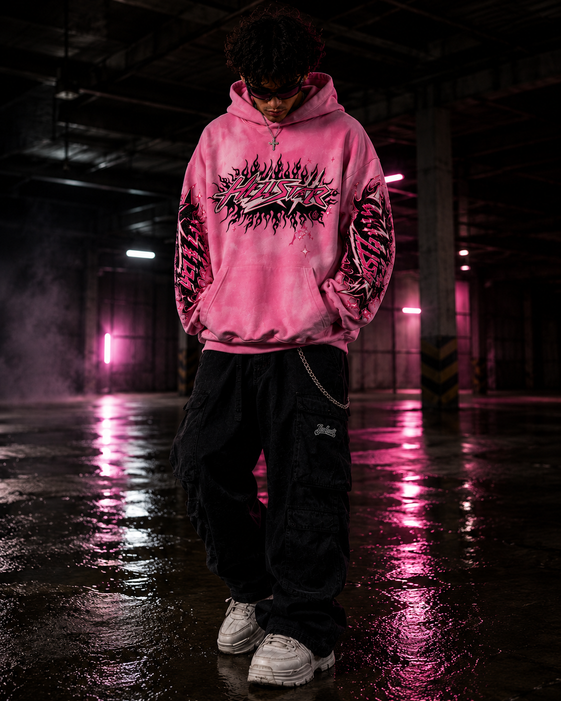 Pink Palm Puff Graphic Hoodie | Oversized Streetwear Hoodie.