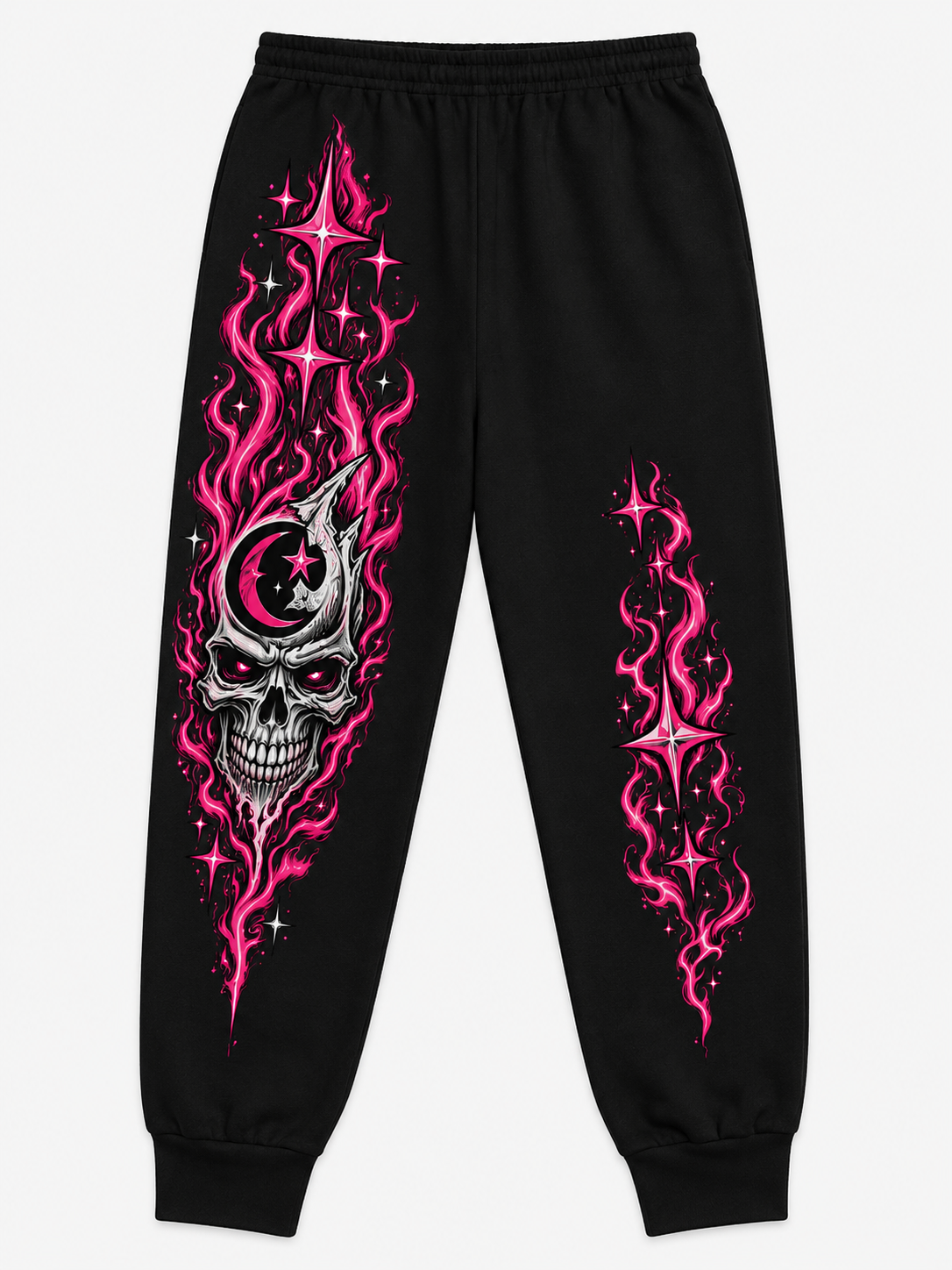 Hellstar Flame Skull Unisex Sweatpants – Black & Pink Streetwear