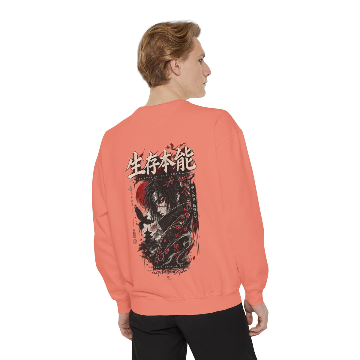 Anime Graphic Sweatshirt – Japanese Streetwear with Demon Back Print