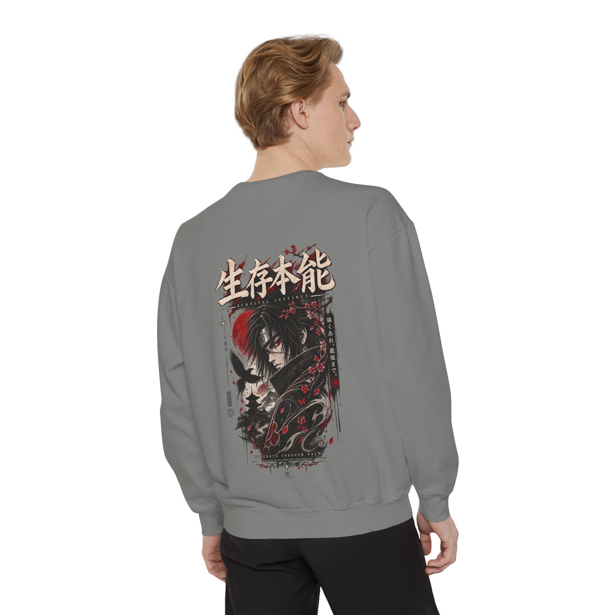 Anime Graphic Sweatshirt – Japanese Streetwear with Demon Back Print