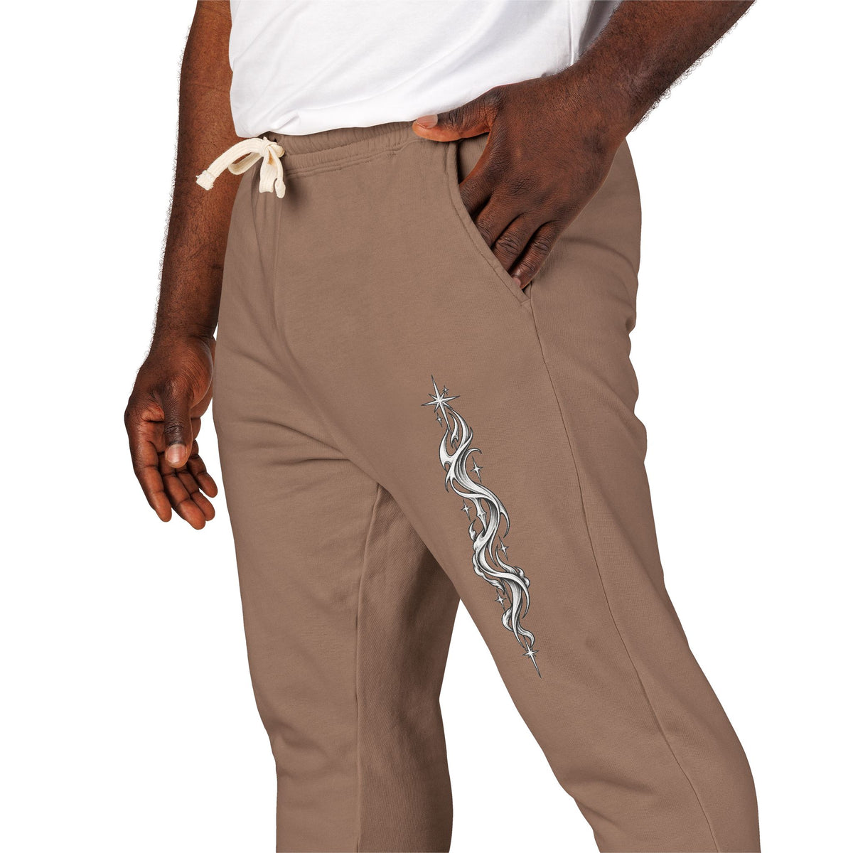 Fleece Sweatpants — Vertical Lightning Graphic Joggers