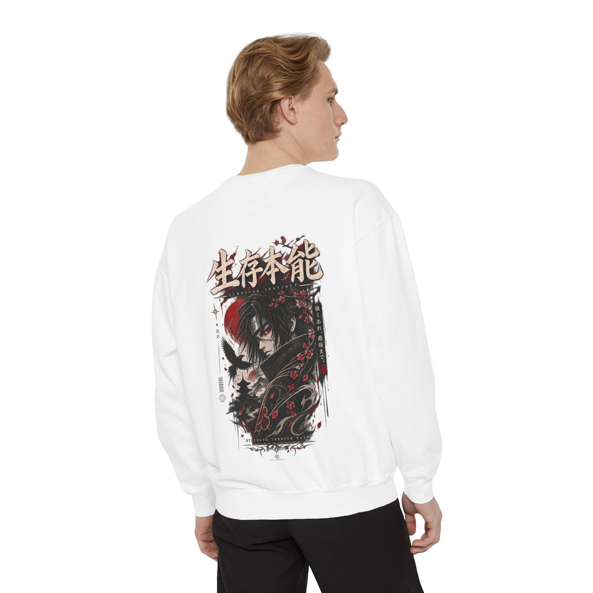 Anime Graphic Sweatshirt – Japanese Streetwear with Demon Back Print